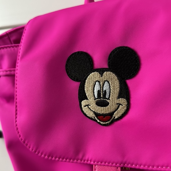 Stoney Clover fuchsia mini flap backpack with Mickey Mouse Patch - Picture 3 of 6